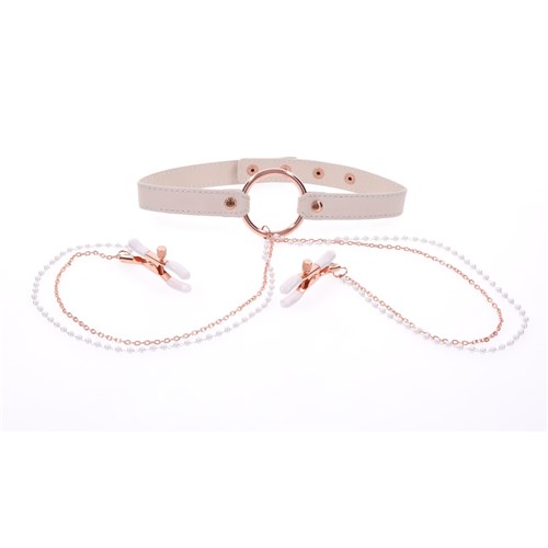 Peaches 'N Creame Collar With Nipple Clamps SHOT 2