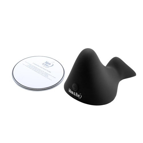 Adam & Eve Rumbling Rider With Wireless Charging Pad product and charging pad shot