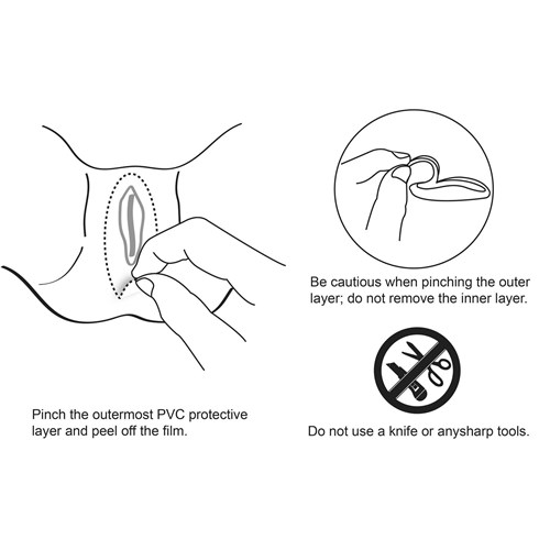 ANIME Spread’em Love Doll Gigi illustration of how to remove protective layer of tunnels