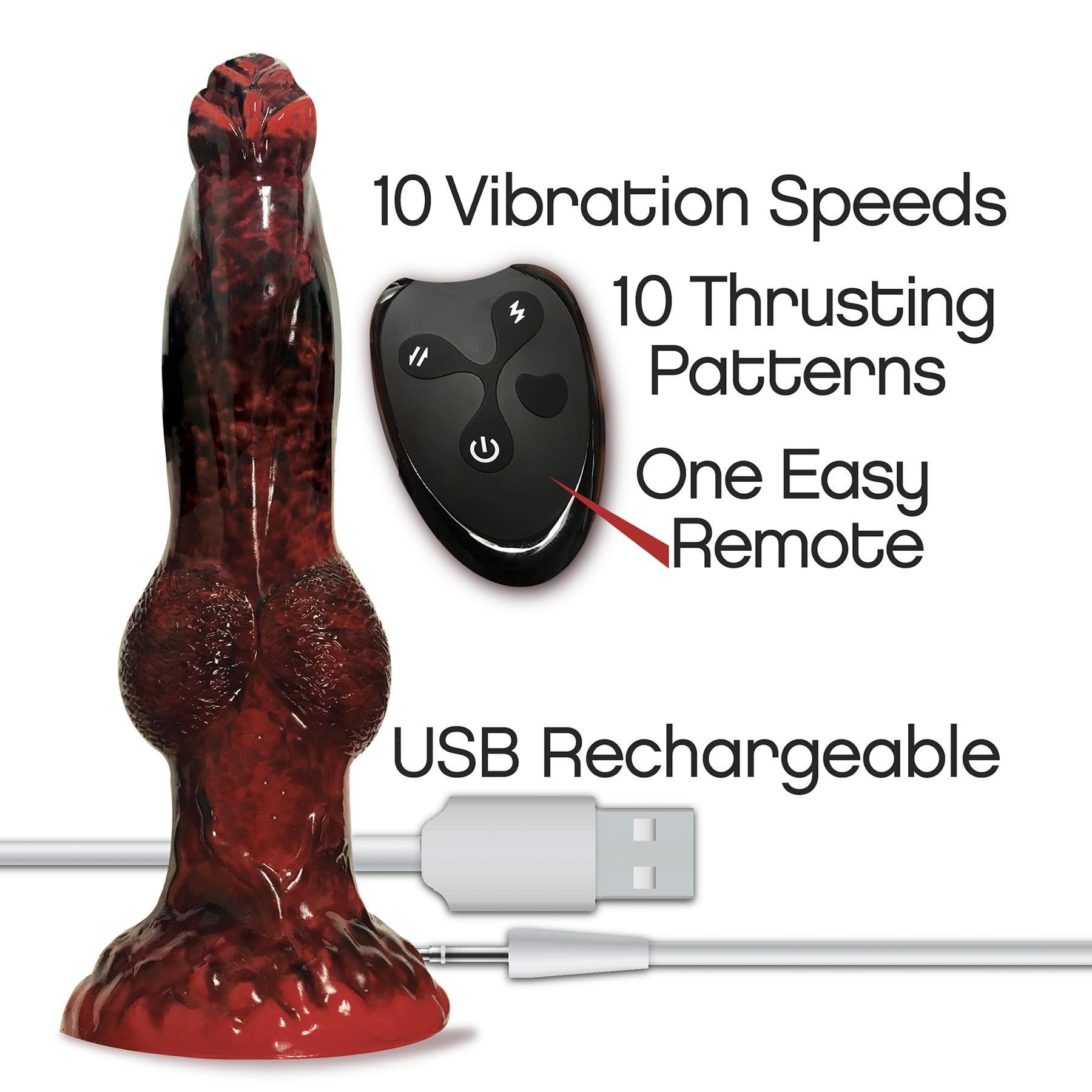 Alien Nation Fire Dragon Thrusting Dildo features