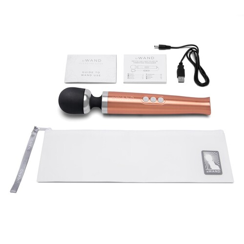 Le Wand Die Cast Rechargeable Wand Massager with manual, charger and bag