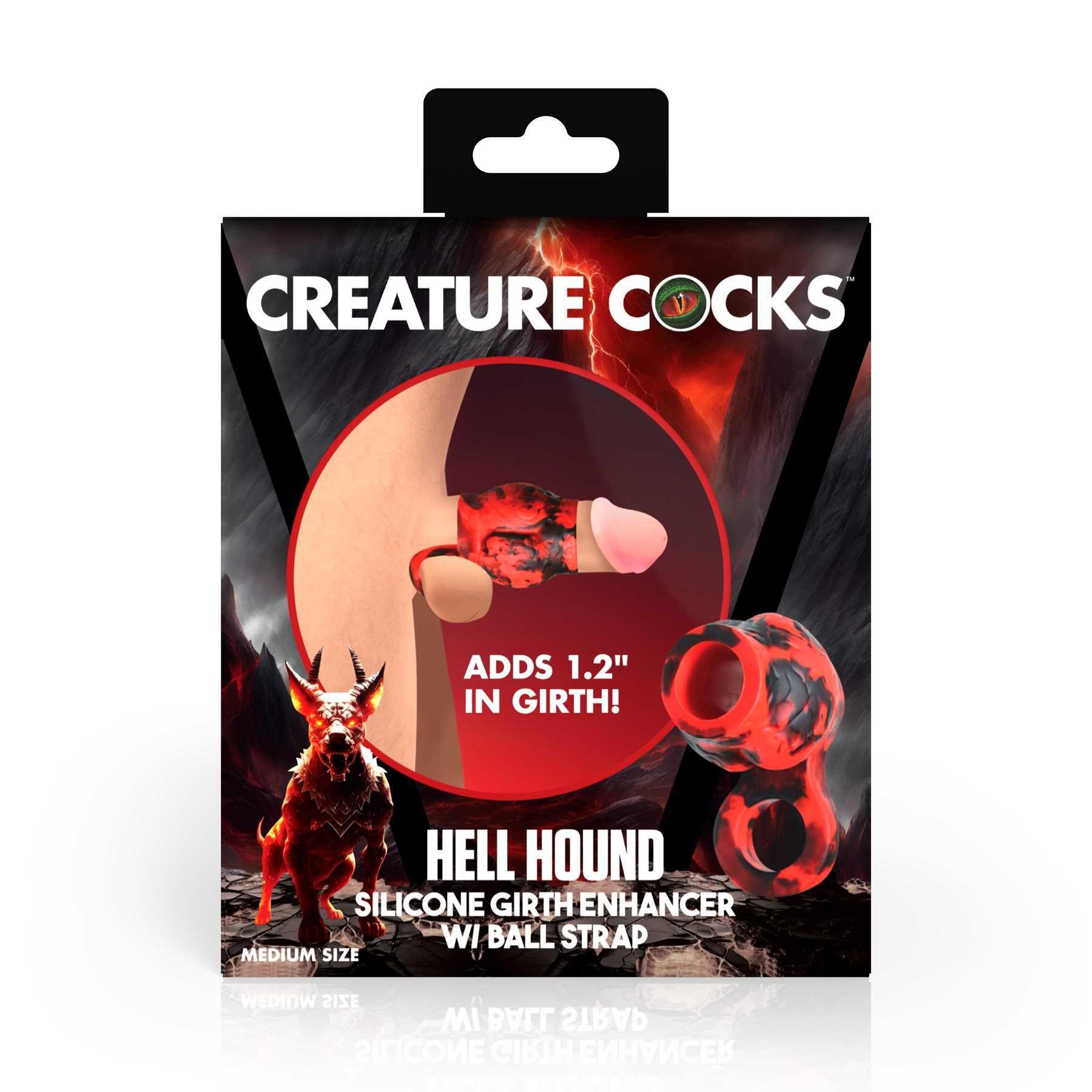 Creature Cocks Hell Hound Silicone Penis Sleeve + Ball Stretcher - Medium box