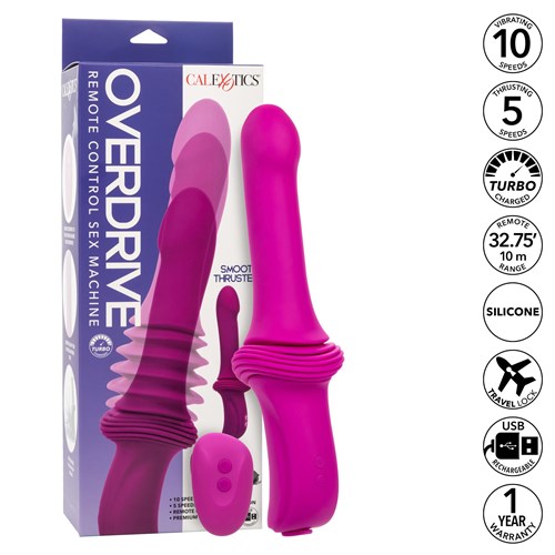 Overdrive Remote Control Smooth Thruster Sex Machine product, remote and package