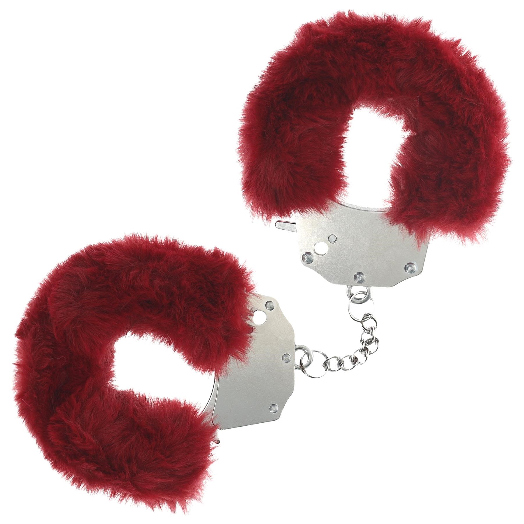 Ouch! Heavy Duty Fluffy Handcuffs - Product Shot - Burgundy