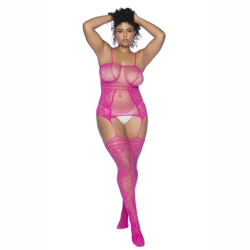Fishnet Stocking, Necklines & Straps FRONT QUEEN PINK