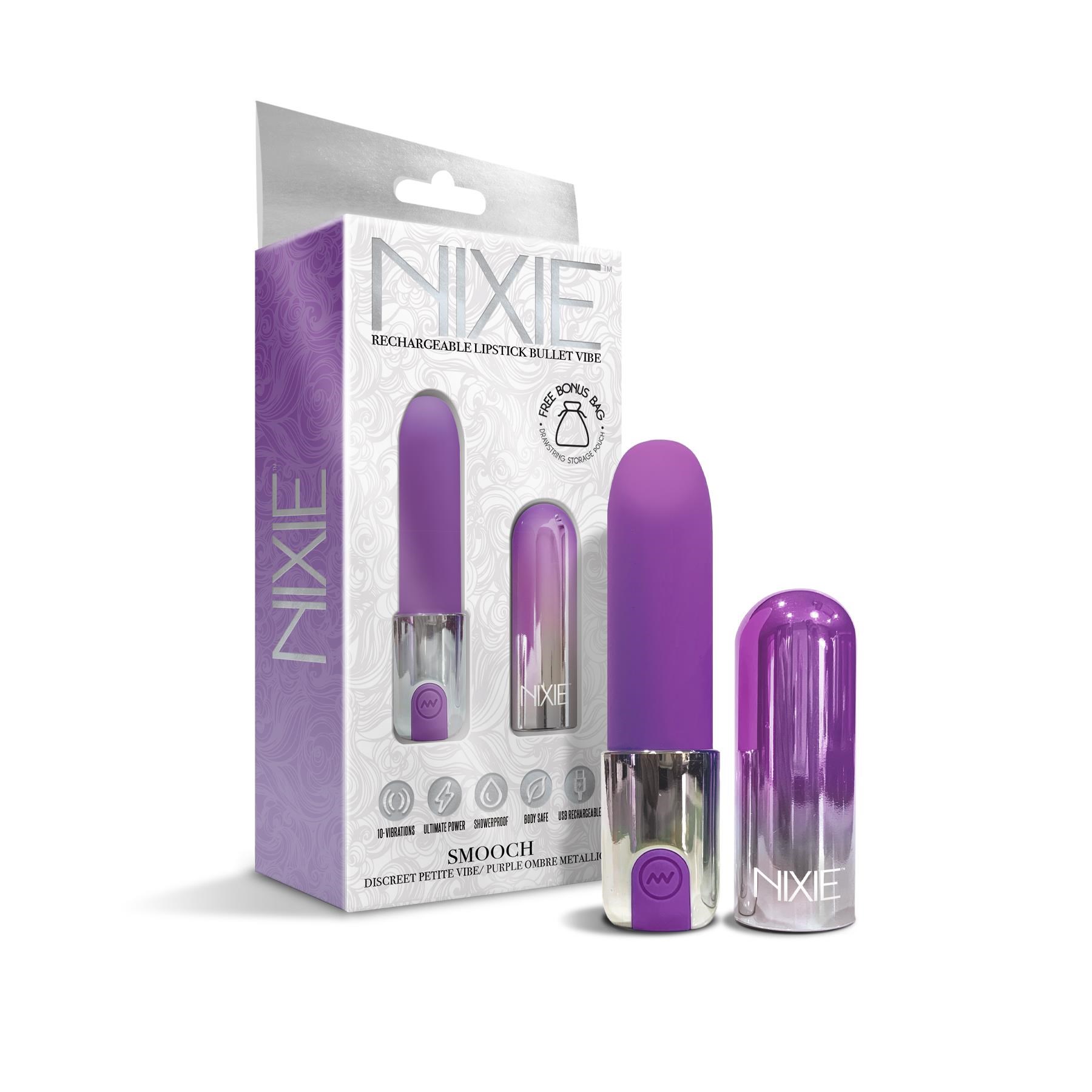 Nixie Smooch Rechargeable Lipstick Bullet - Product and Packaging - Purple