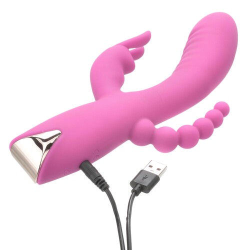 Adam & Eve Hopping Bunny Triple Stimulator - Showing Where Charging Cable is Placed