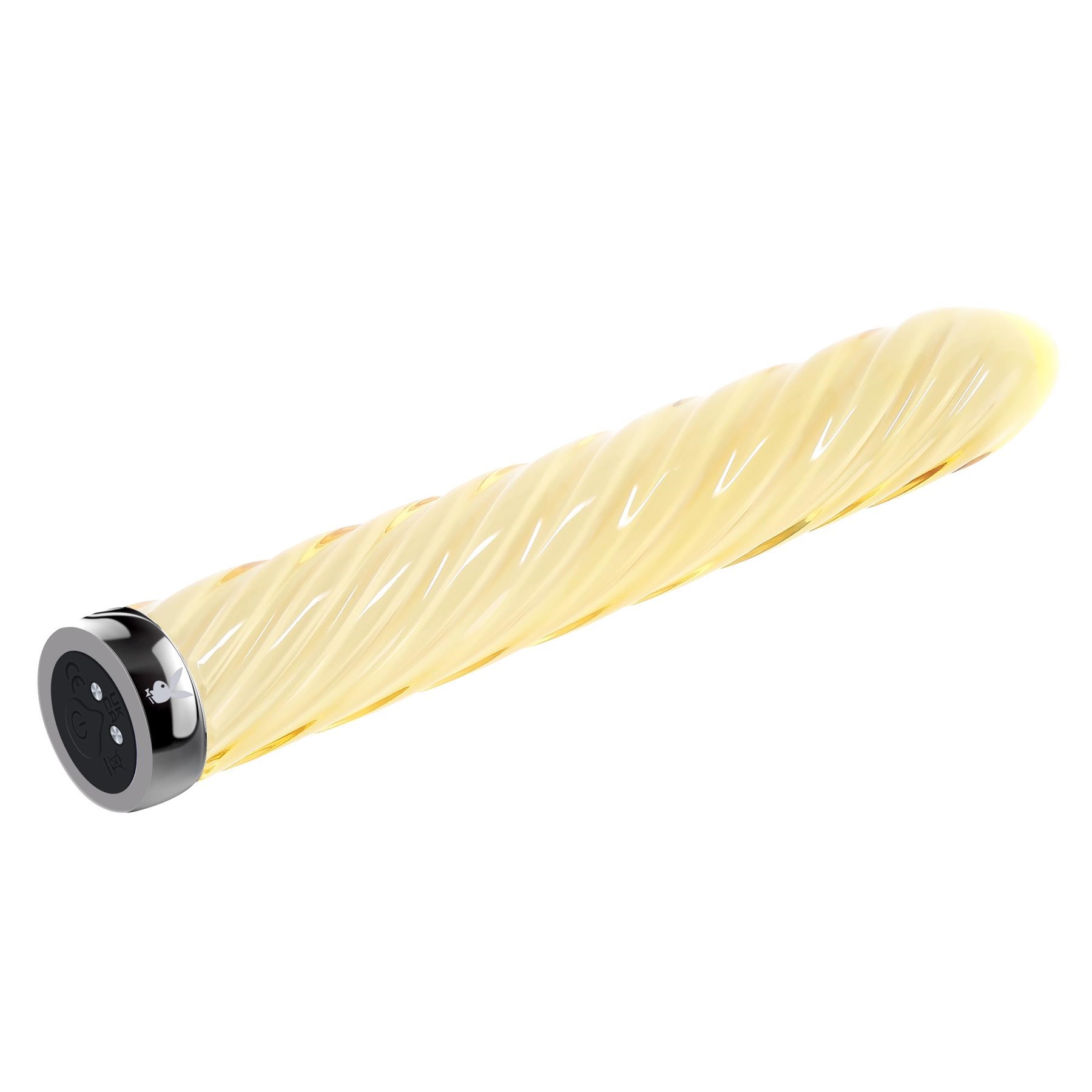 Playboy Pleasure Twist Of Fate Glass Vibrator flat down view 1