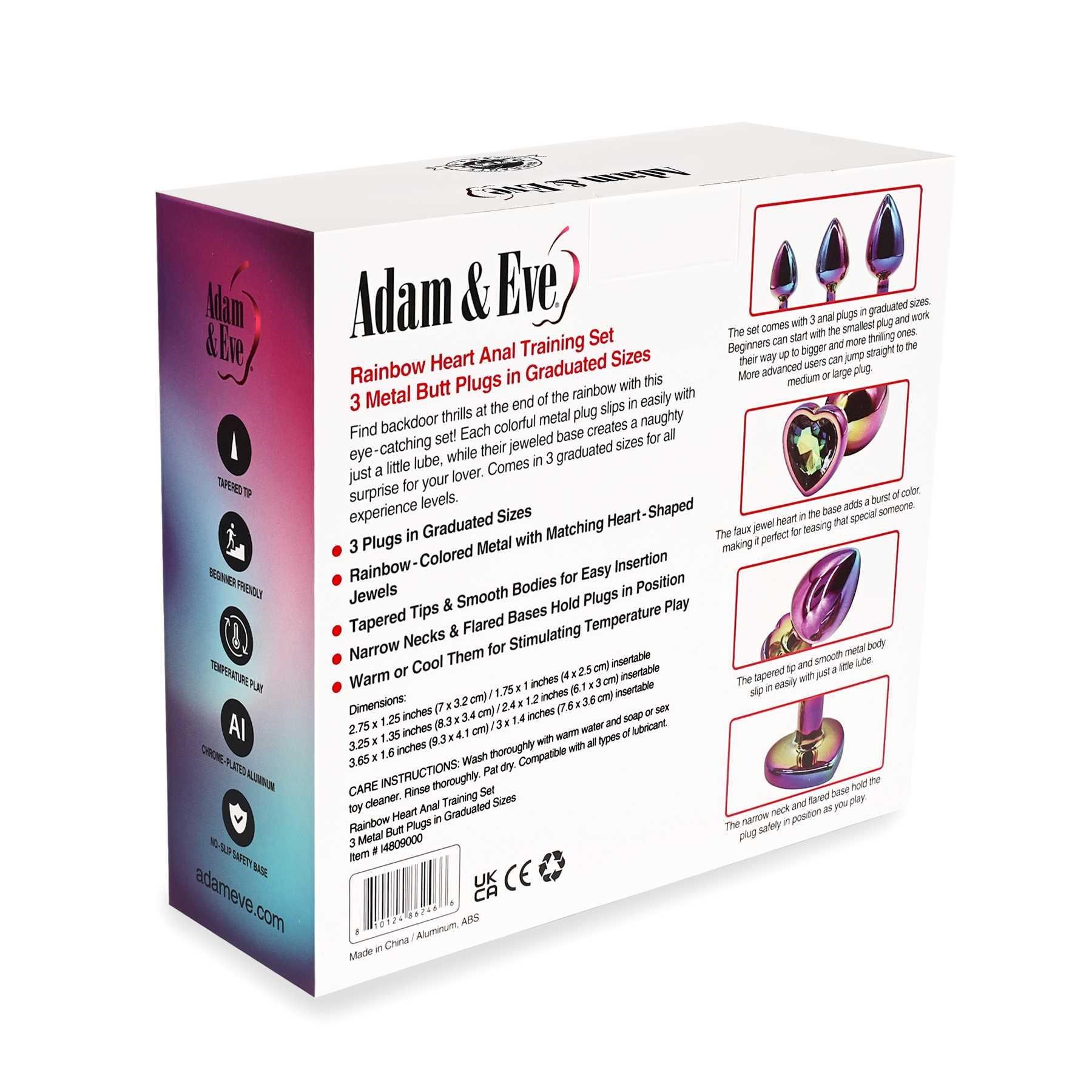 Adam & Eve Rainbow Heart Anal Training Set back of box
