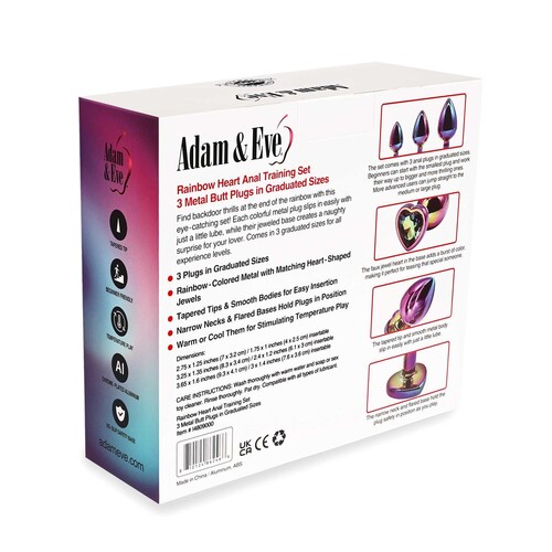 Adam & Eve Rainbow Heart Anal Training Set back of box