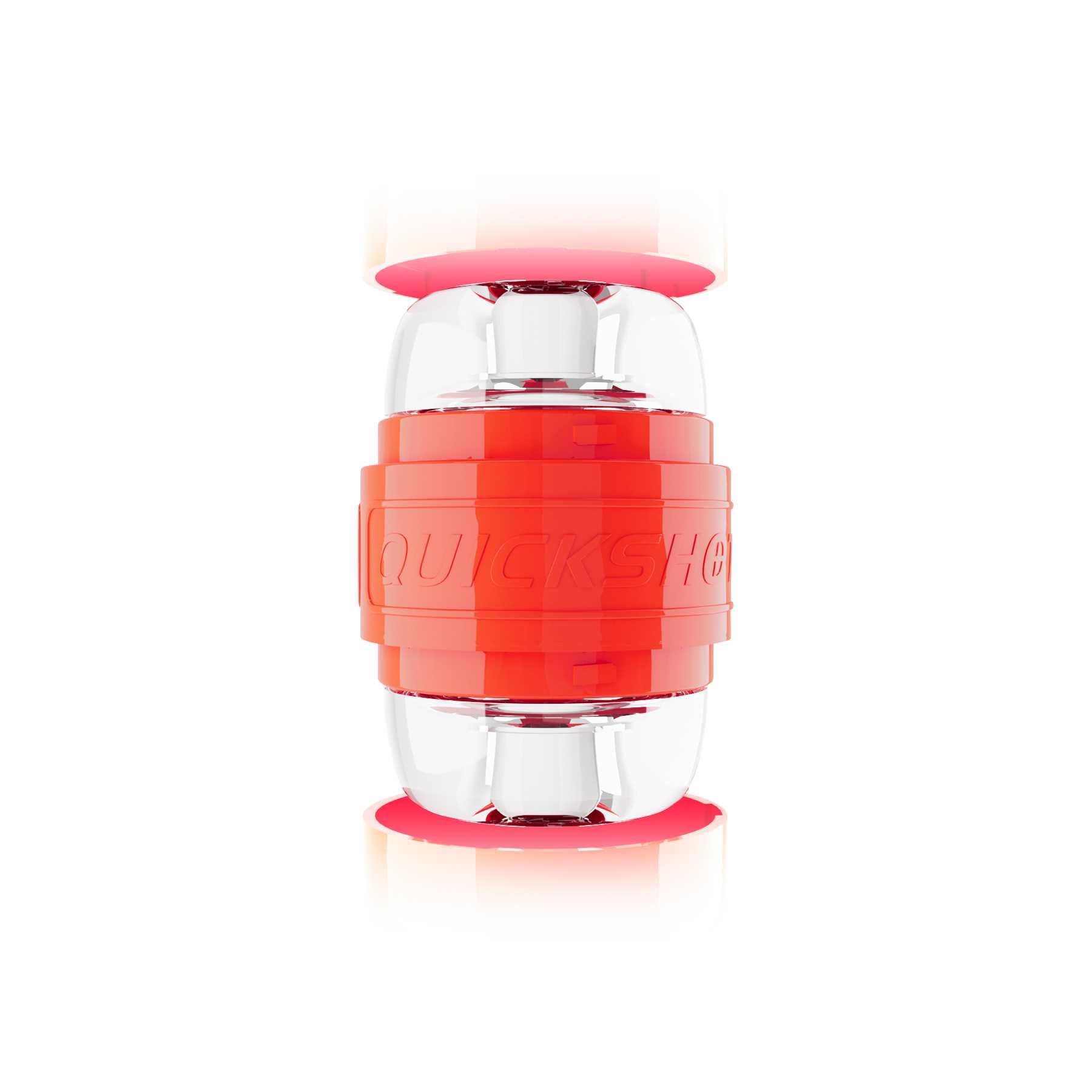 Adam's Quickshot by Fleshlight standing on table caps removed
