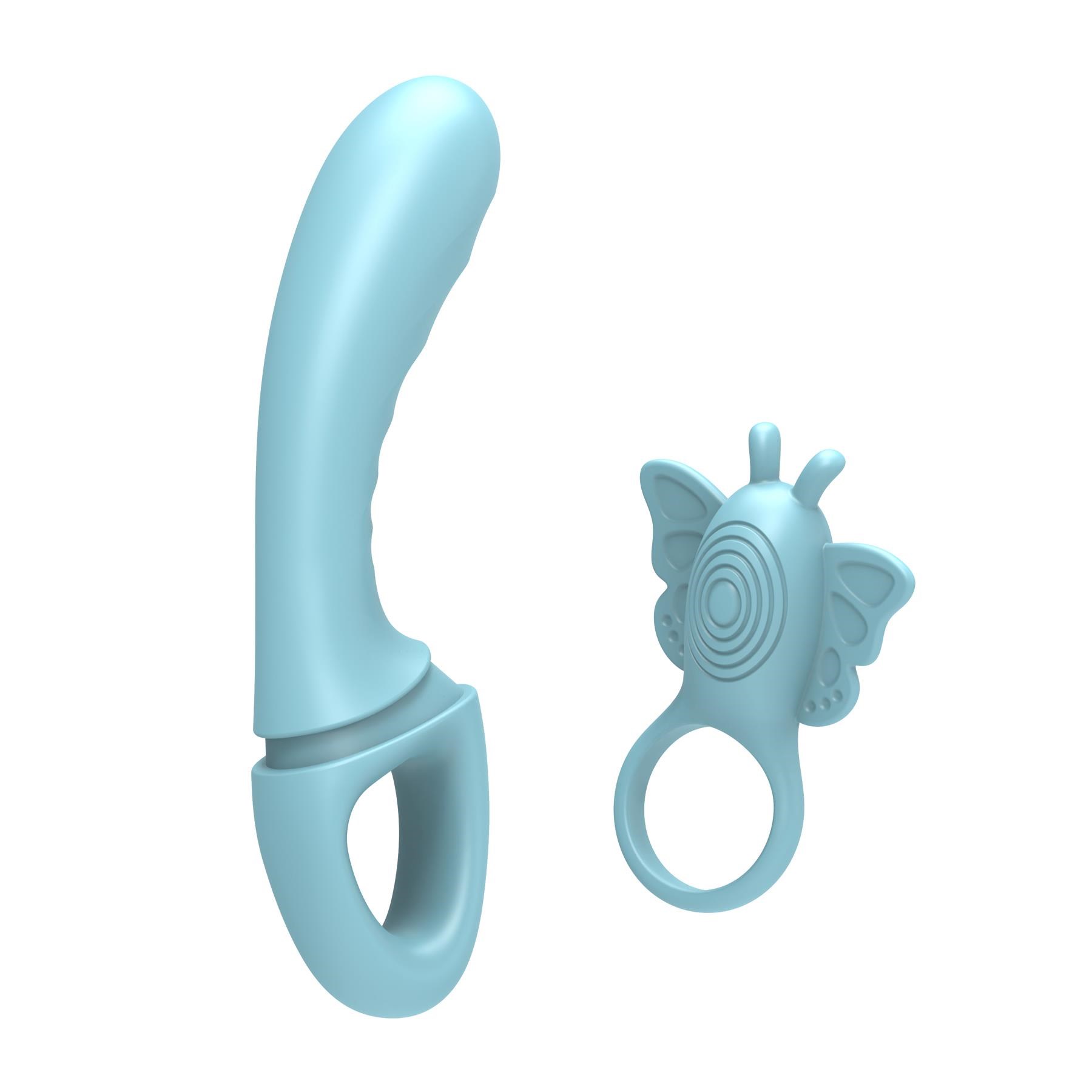 Adam & Eve Couples Butterfly Play Set dildo and butterfly separate view 2