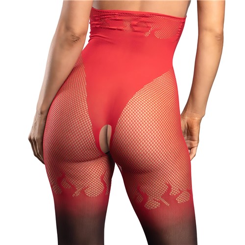 ETERNAL FLAME crotchless ombré bodystocking o/s back cropped