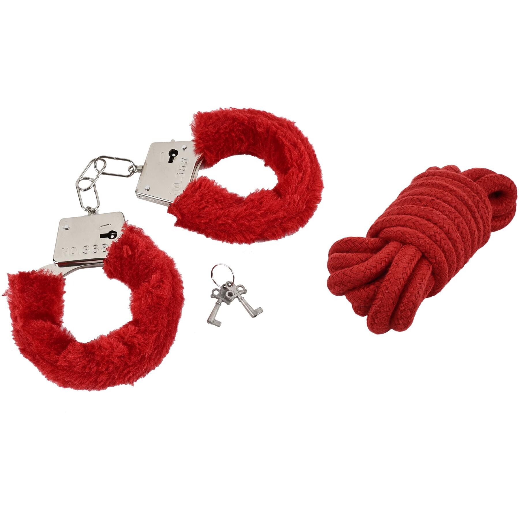 Adam & Eve Deluxe Red Hot Sex Kit - Cuffs and Rope