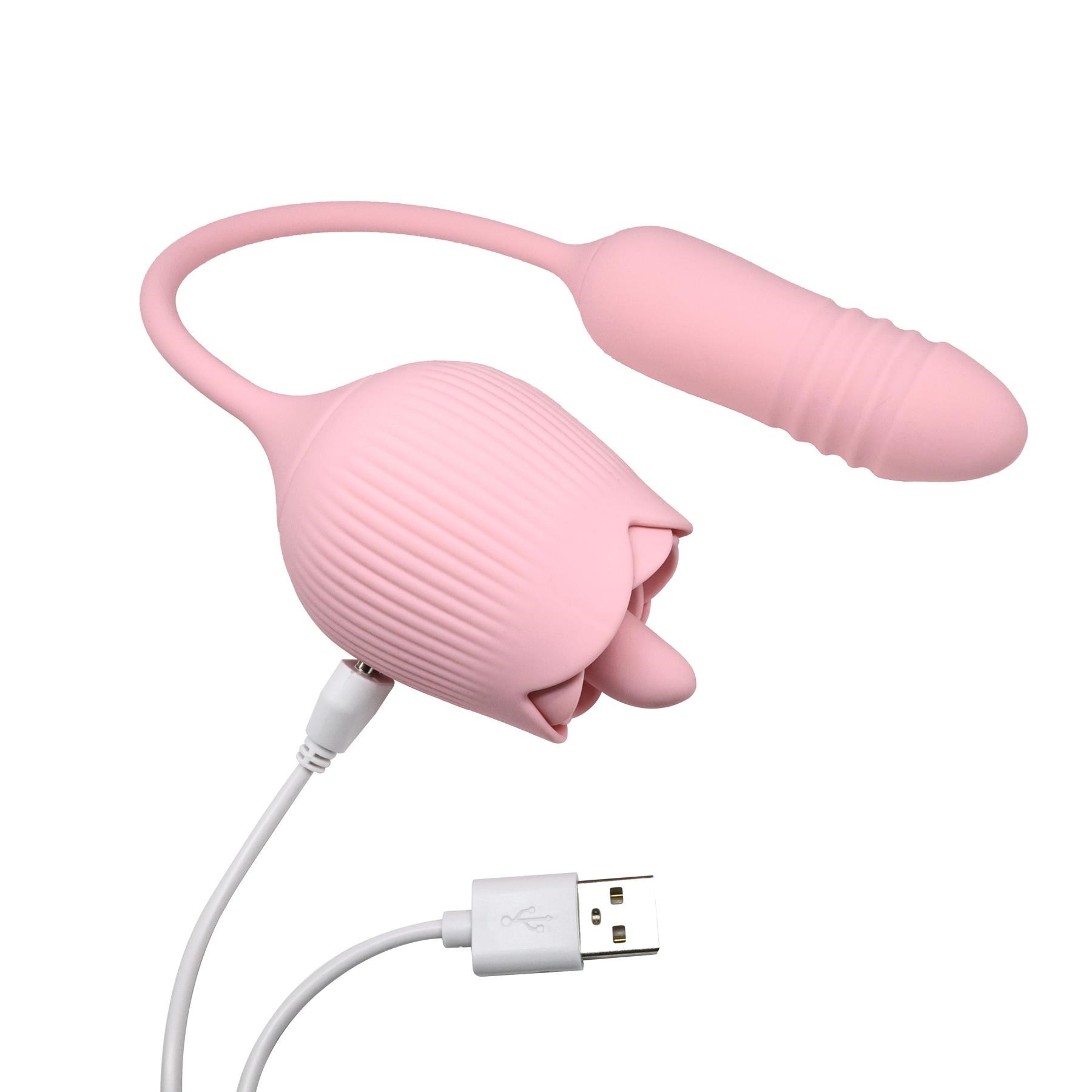 Adam & Eve Rotating Rose Plug Jeweled Anal Vibrator - Showing Where Charging Cable is Placed