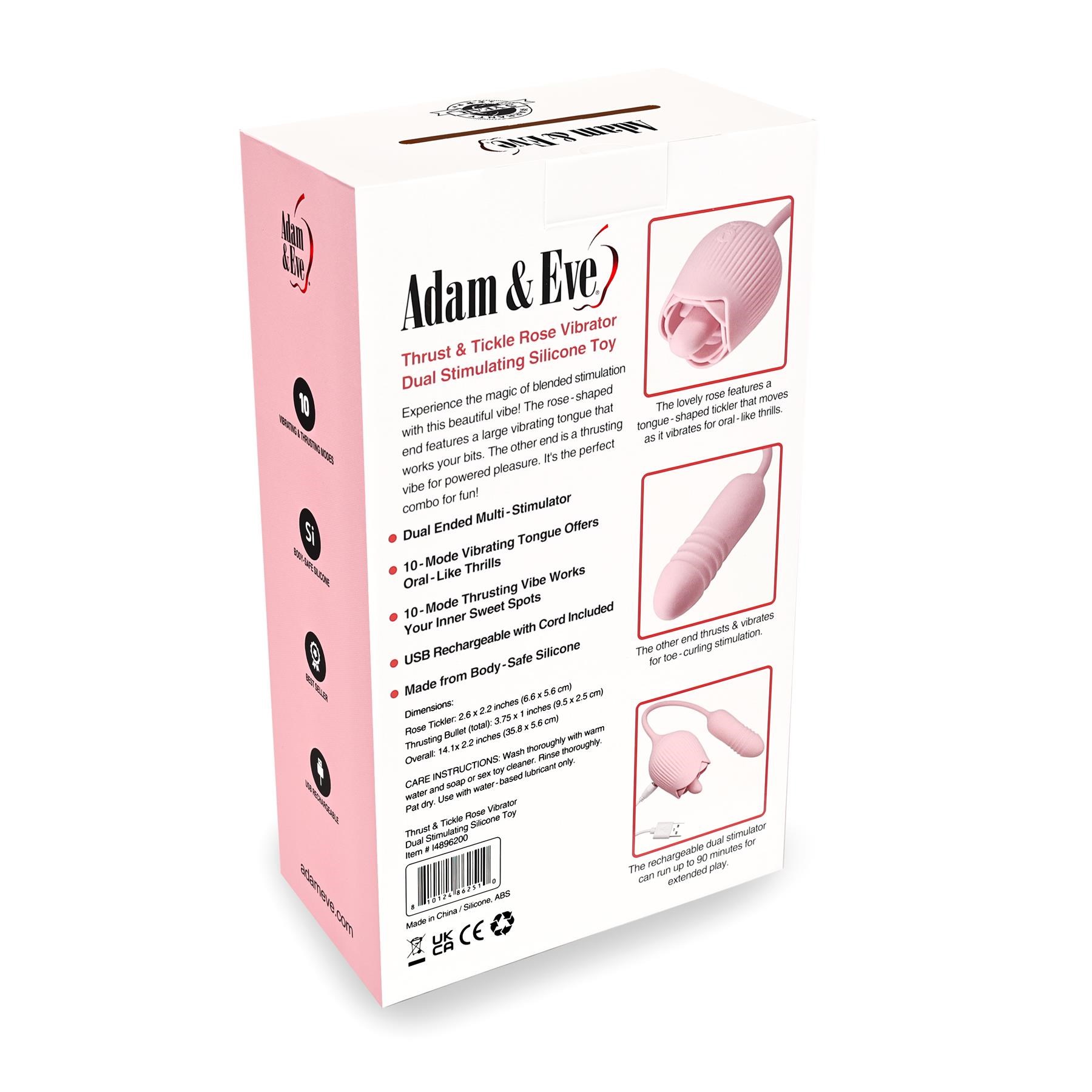 Adam & Eve Rotating Rose Plug Jeweled Anal Vibrator - Packaging - Back