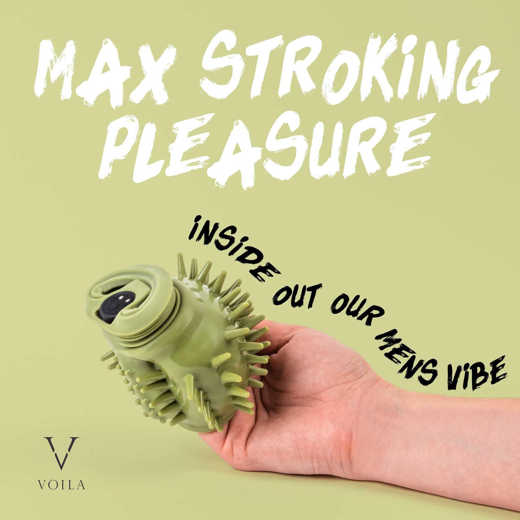 LA BOMBA VIBRATING MASTURBATOR hand holding inside out stroker