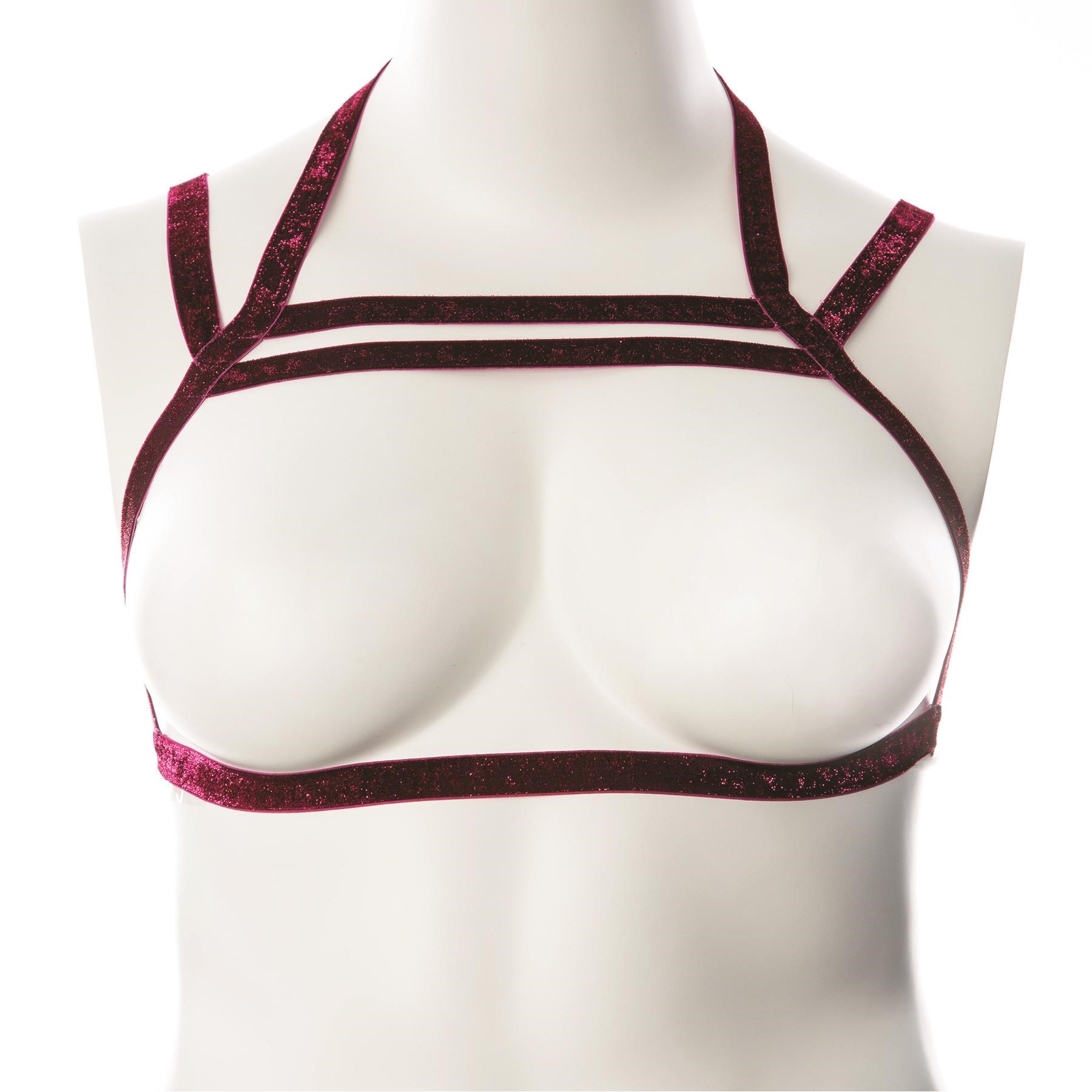 Gender Fluid Sugar Coated Body Harness on model front