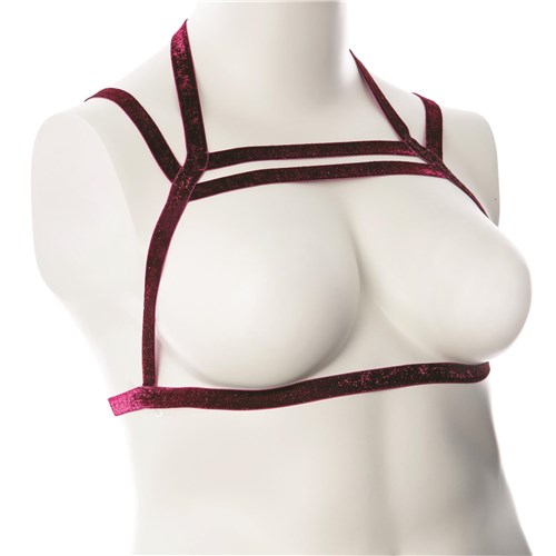 Gender Fluid Sugar Coated Body Harness on model side