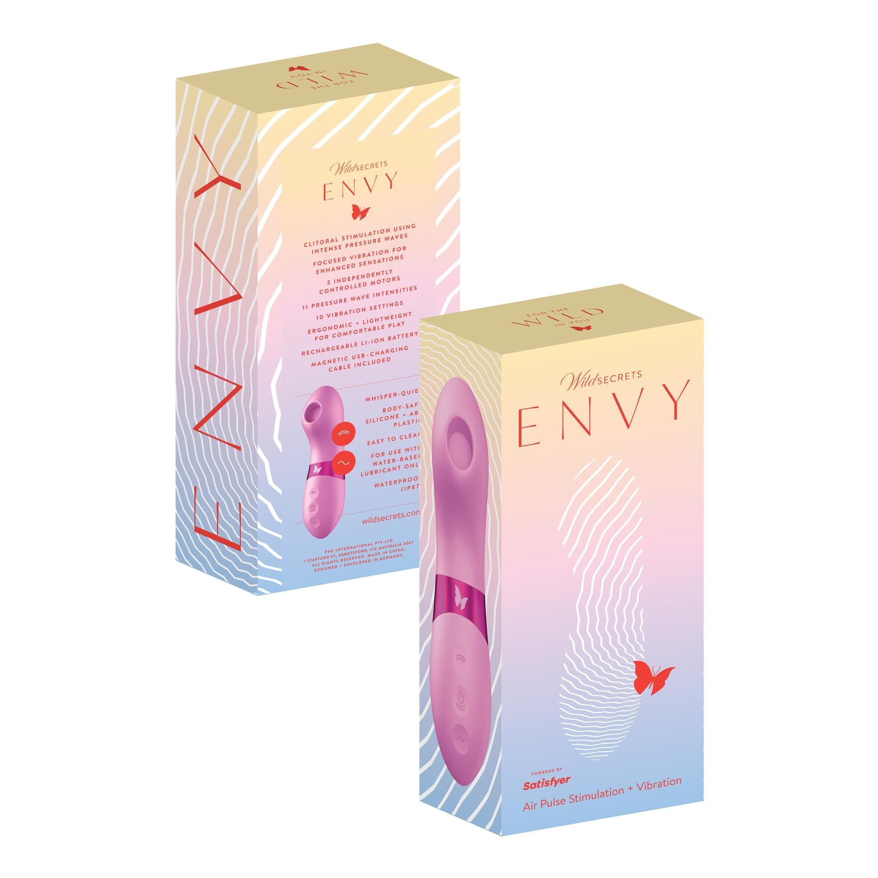 Wild Secrets Envy Air Pulse Powered By Satisfyer front & back package