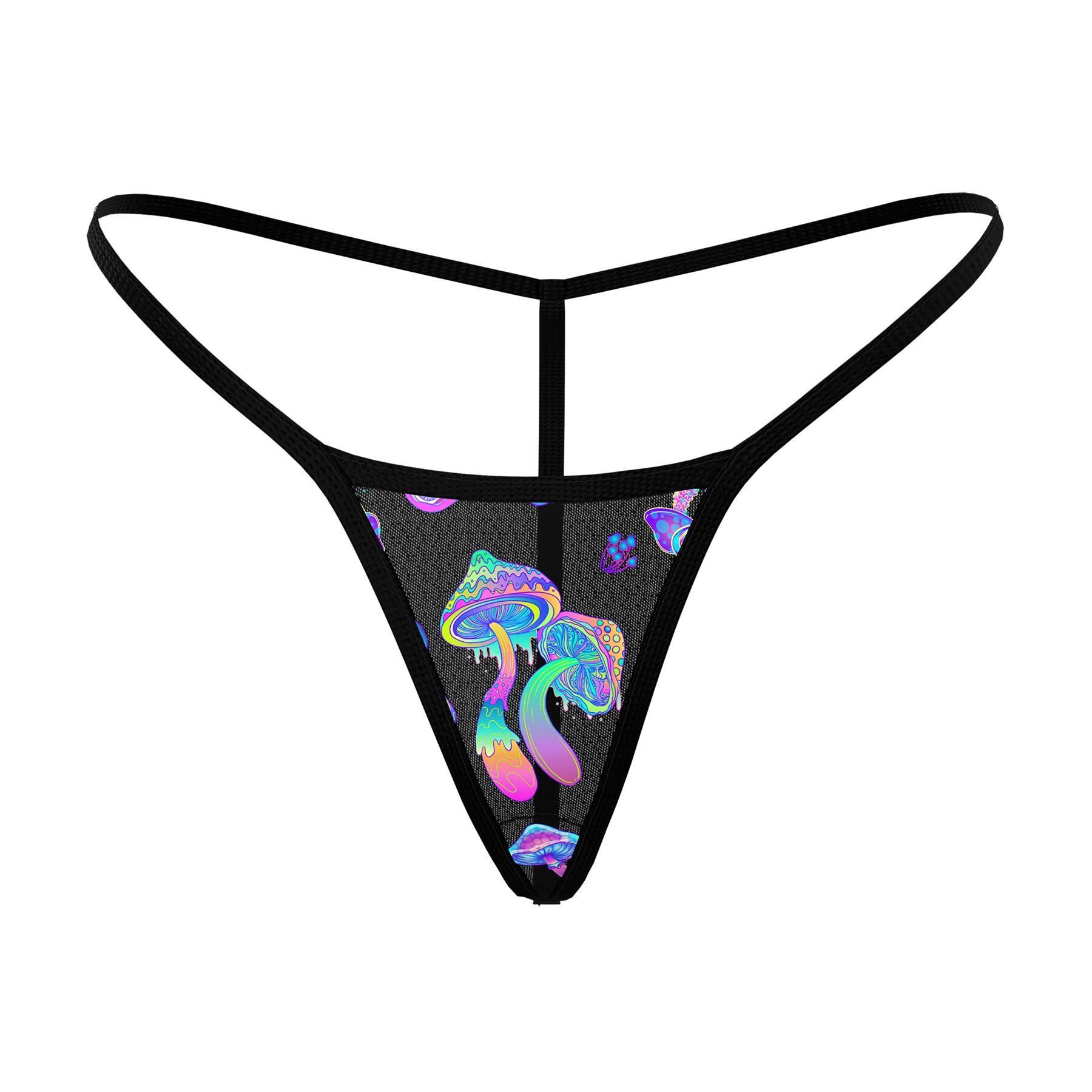 Hazy Dayz Shroomz  Crop Top, Skirt & G-String Set ghost front panty