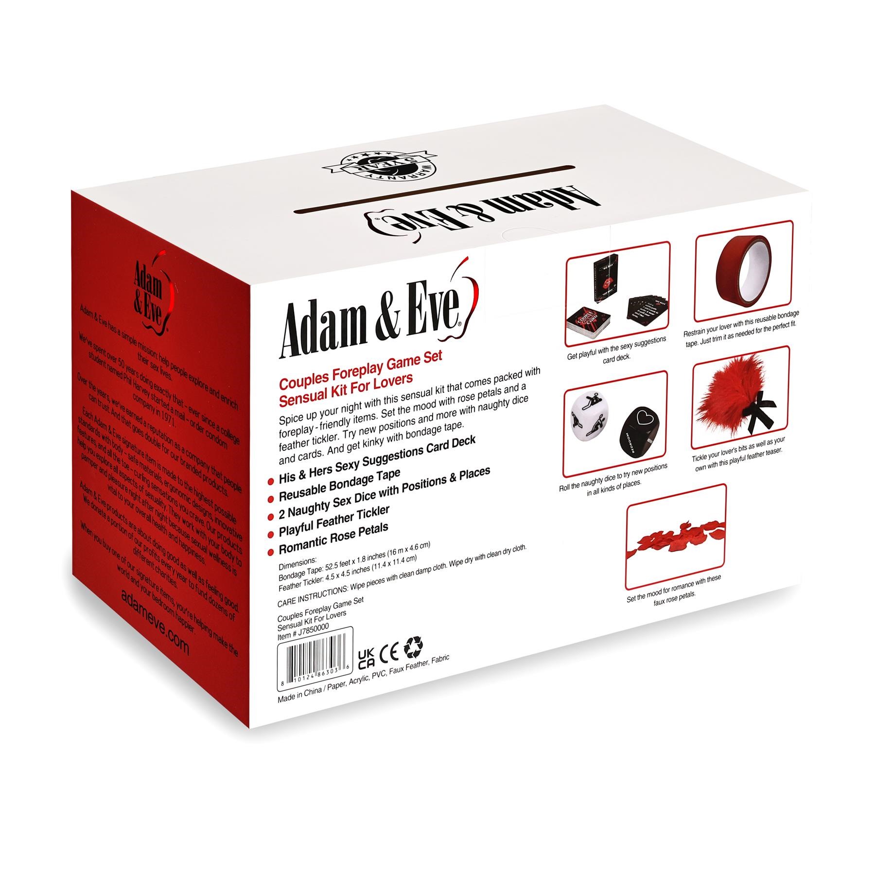 Adam & Eve Couples Foreplay Game Set - back package