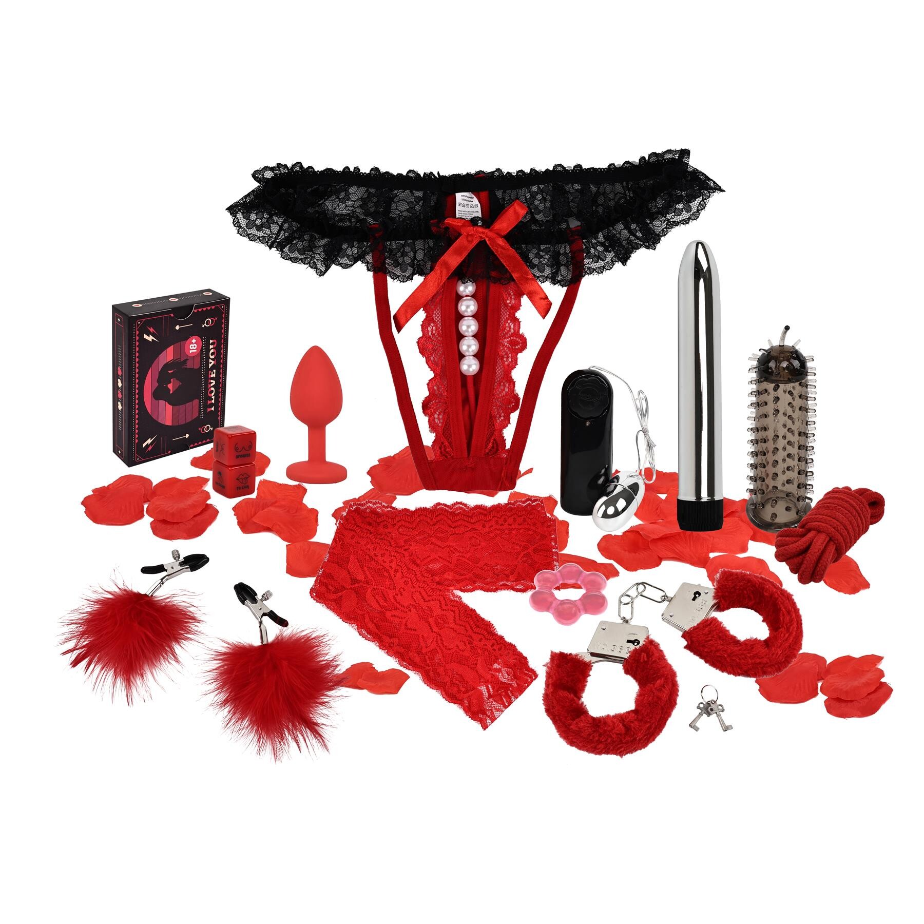 Adam & Eve Deluxe Red Hot Sex Kit - all pieces