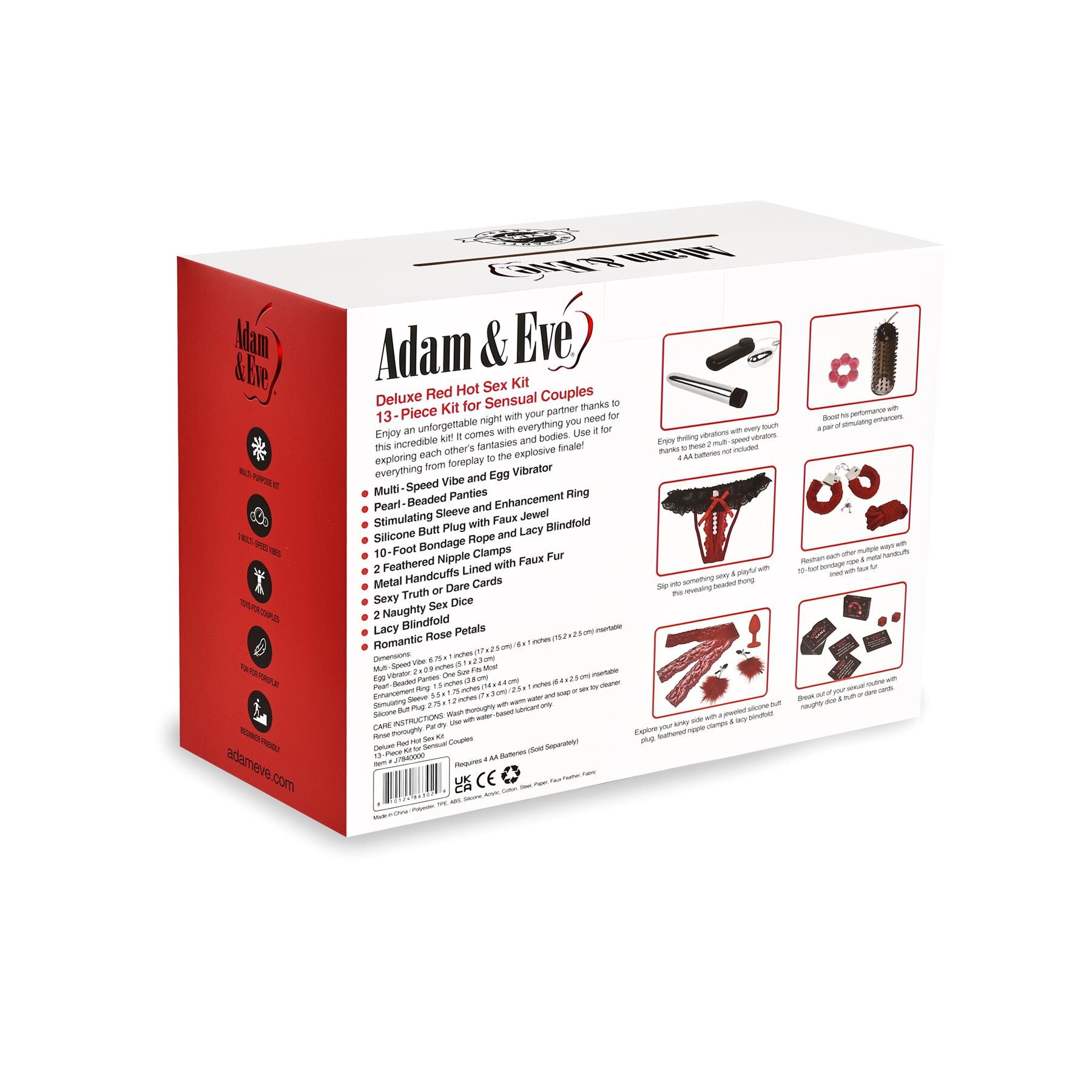 Adam & Eve Deluxe Red Hot Sex Kit - package back