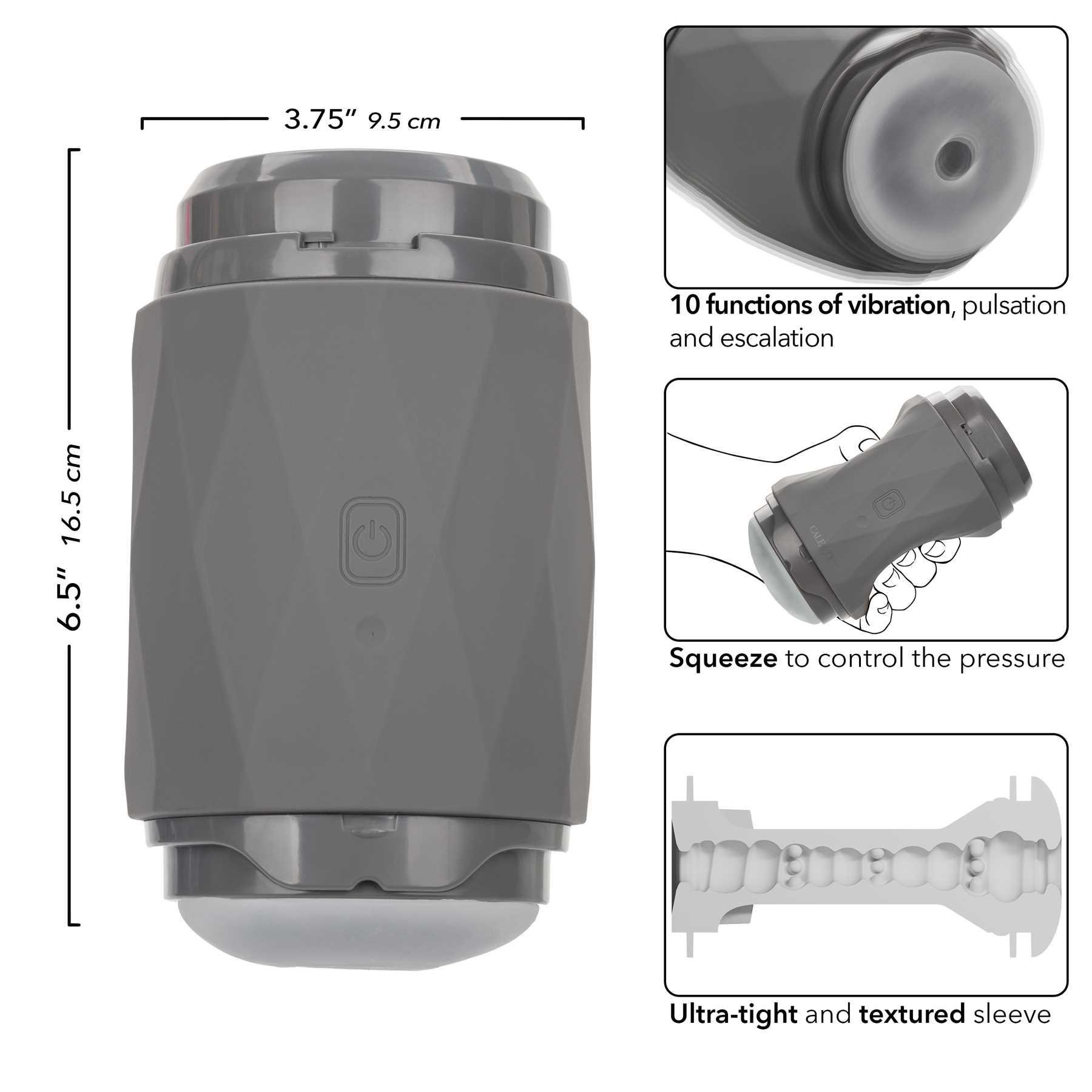Milk Master Vibro Squeeze Stroker dimensions sheet