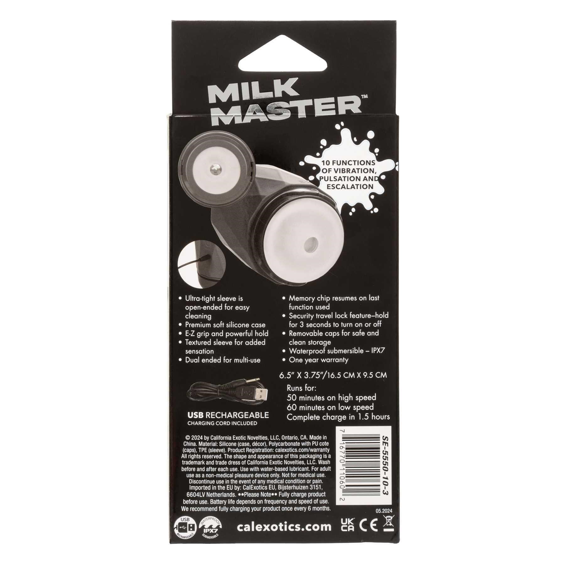 Milk Master Vibro Squeeze Stroker back of package