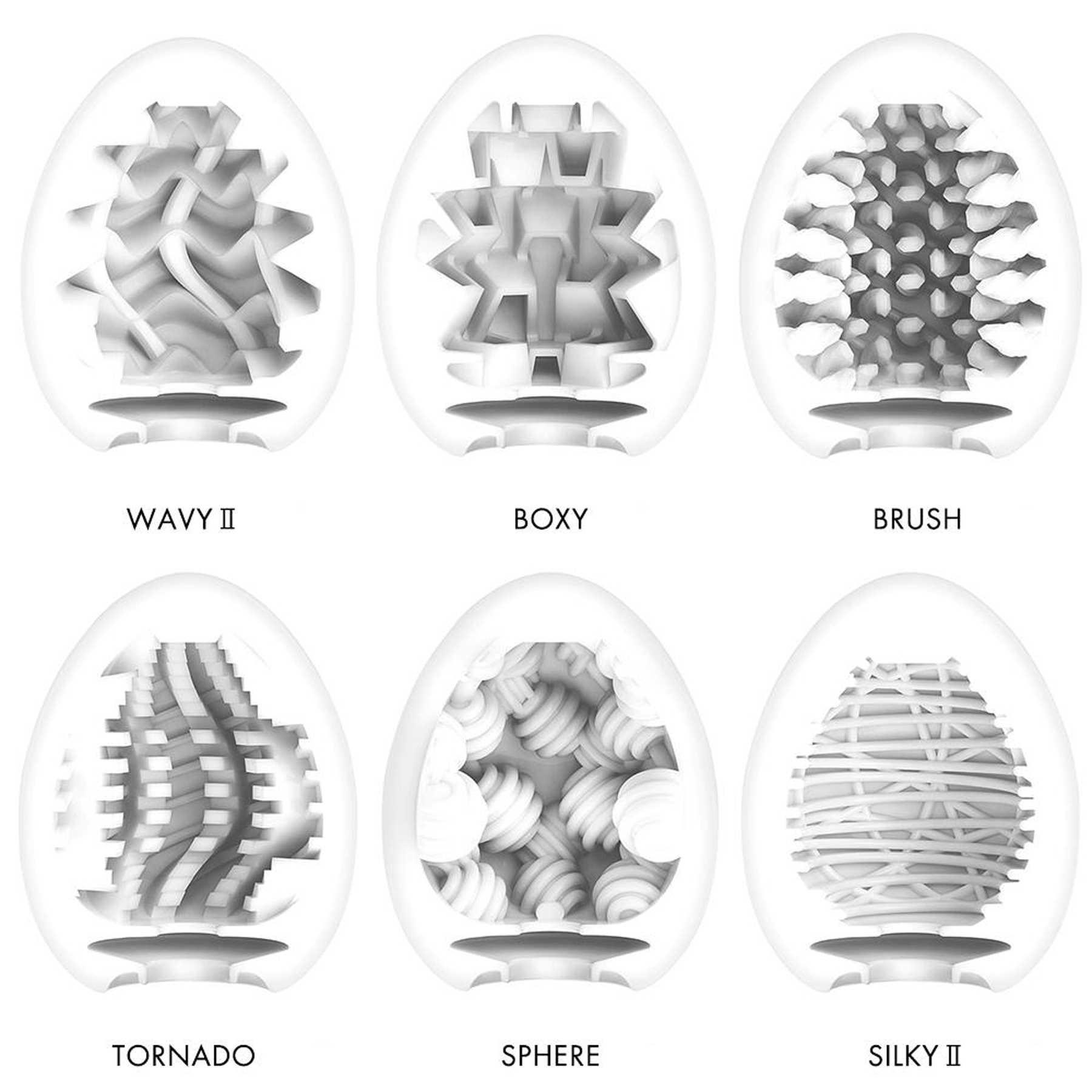 Tenga Egg Variety Pack New Standard inner textures showing different texture names