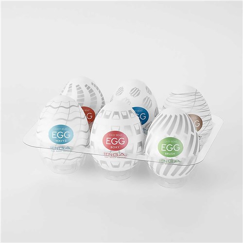Tenga Egg Variety Pack New Standard in case on table