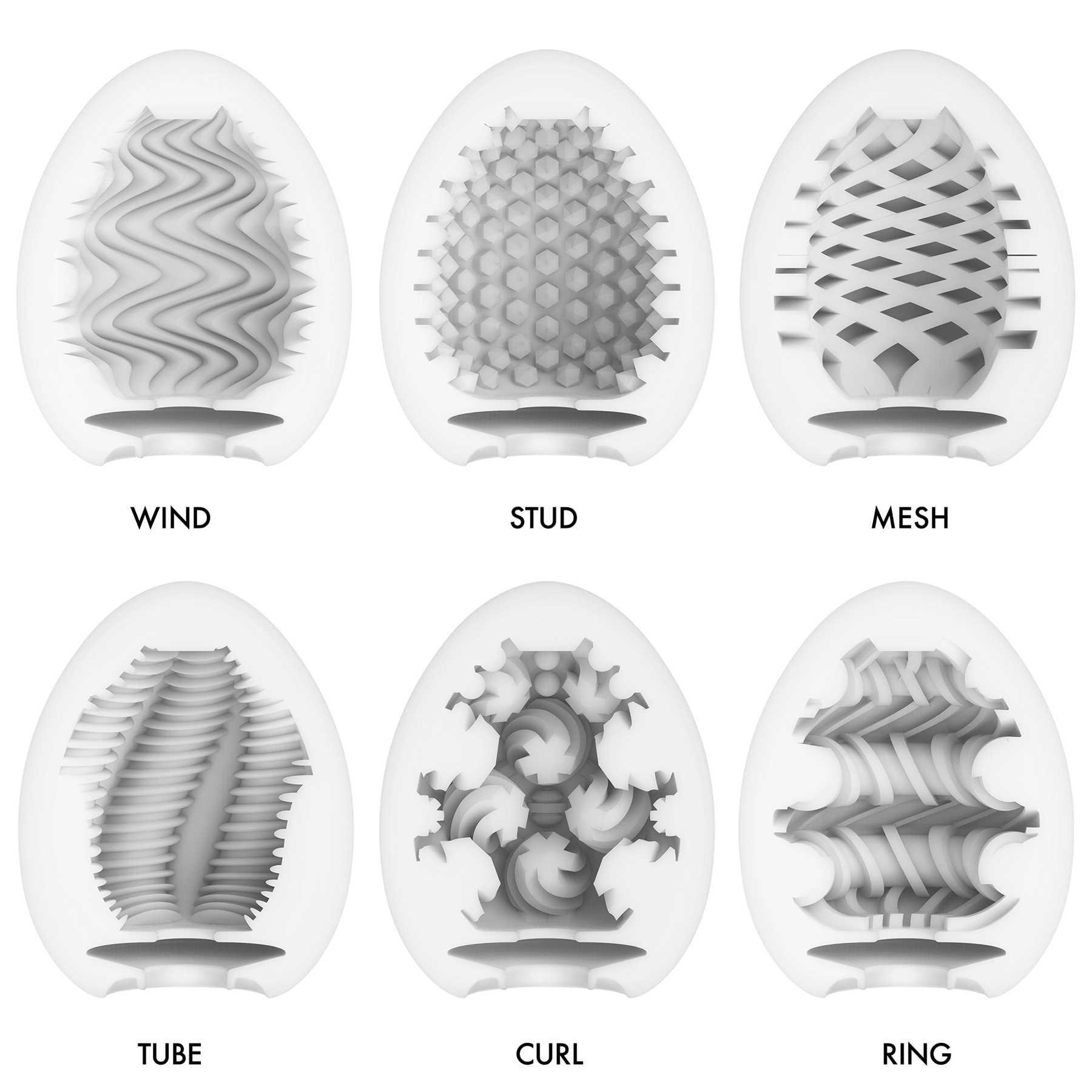 Tenga Egg Variety Pack Wonder showing inner textures
