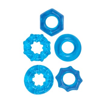 ENHANCER FIVE PIECE COCK RING SET-BLUE