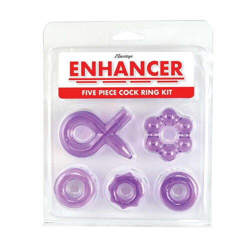 ENHANCER FIVE PIECE COCK RING SET-PURPLE package