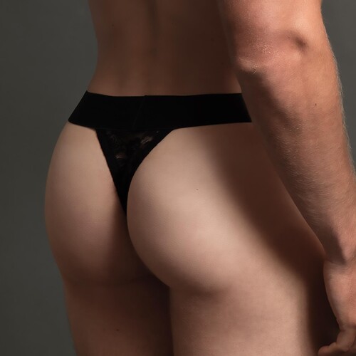 Men's lace thong back cropped