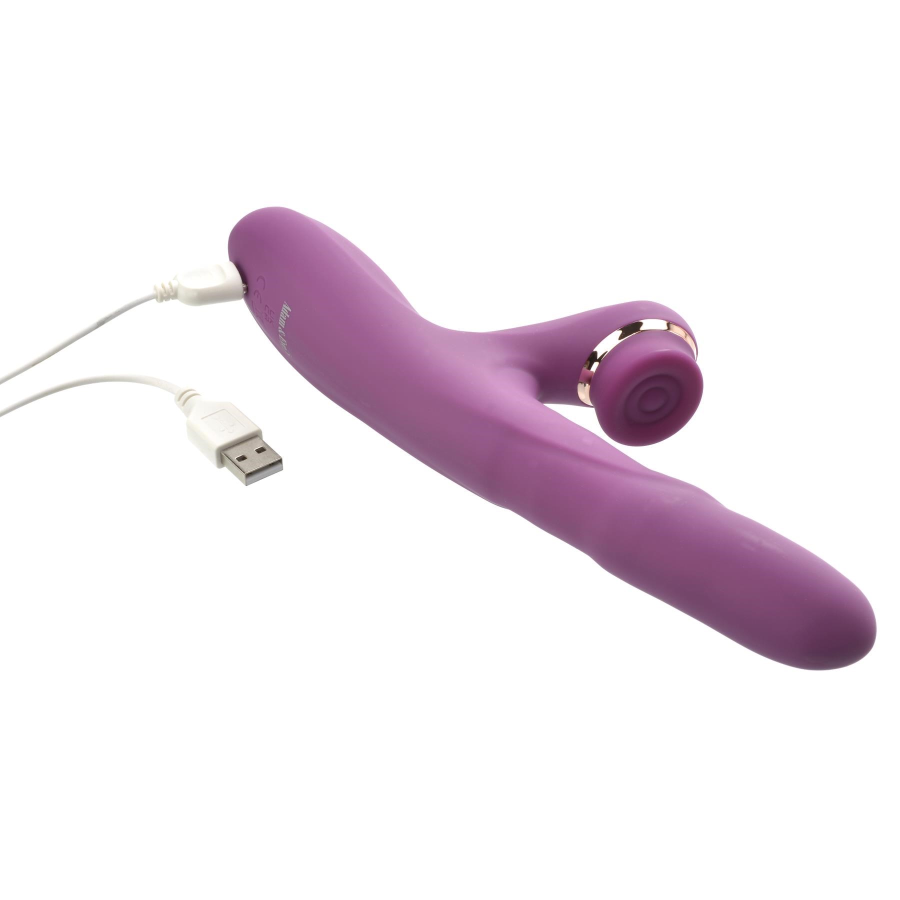 Rose Gold Tappin' Thumping and Thrusting Dual Stimulating Rabbit charger