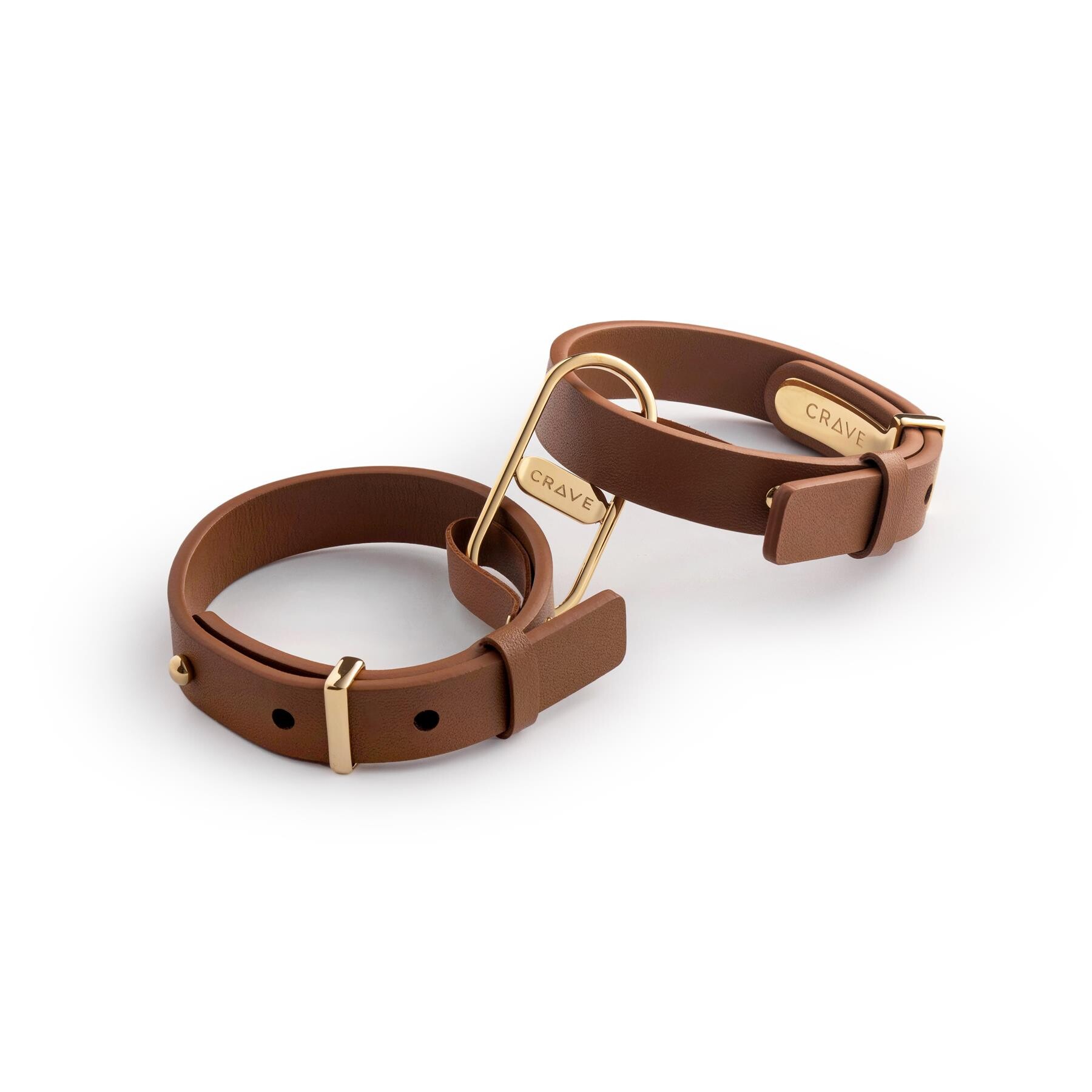 Crave Icon Leather Cuffs tan shot 3