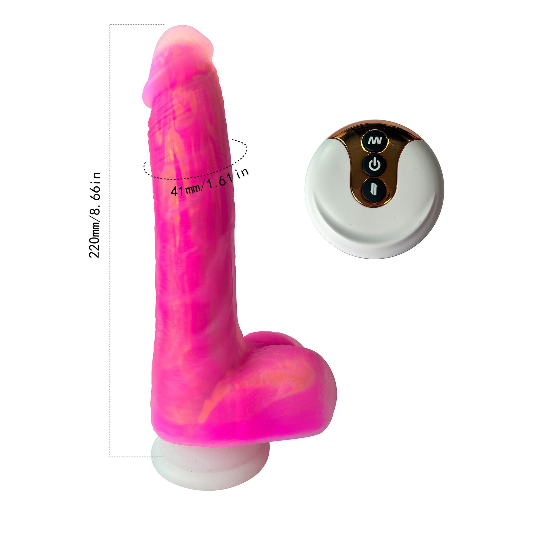 Adam & Eve The Squiggler Dual Density Gyrating Dildo with Remote showing dimensions