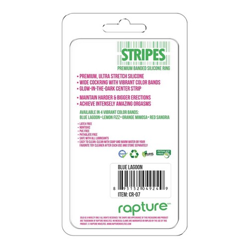 Stripes Glow In the Dark Cock Ring back of package