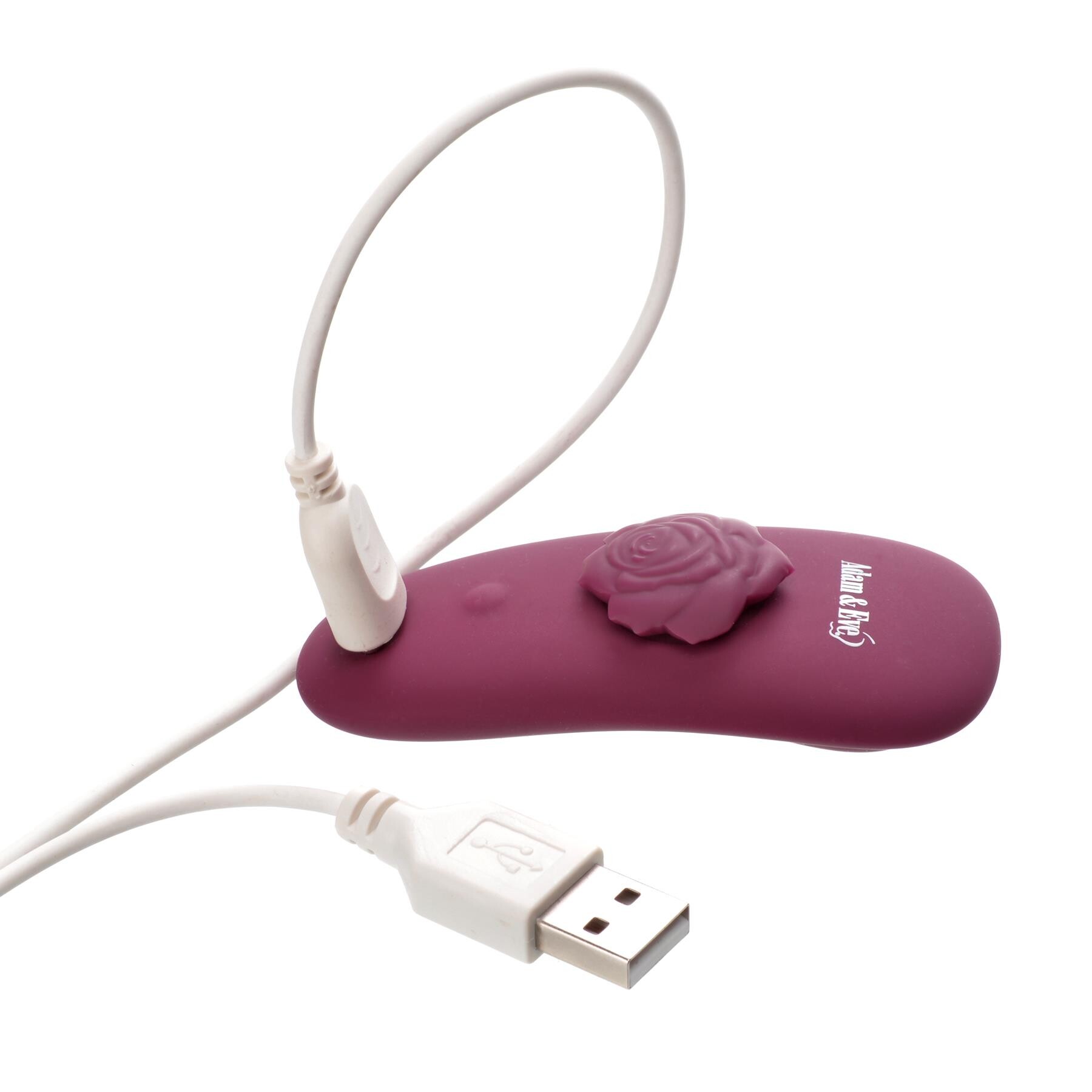 Adam & Eve Remote Control Rose Panty Vibrator - Showing Where Charging Cable is Placed