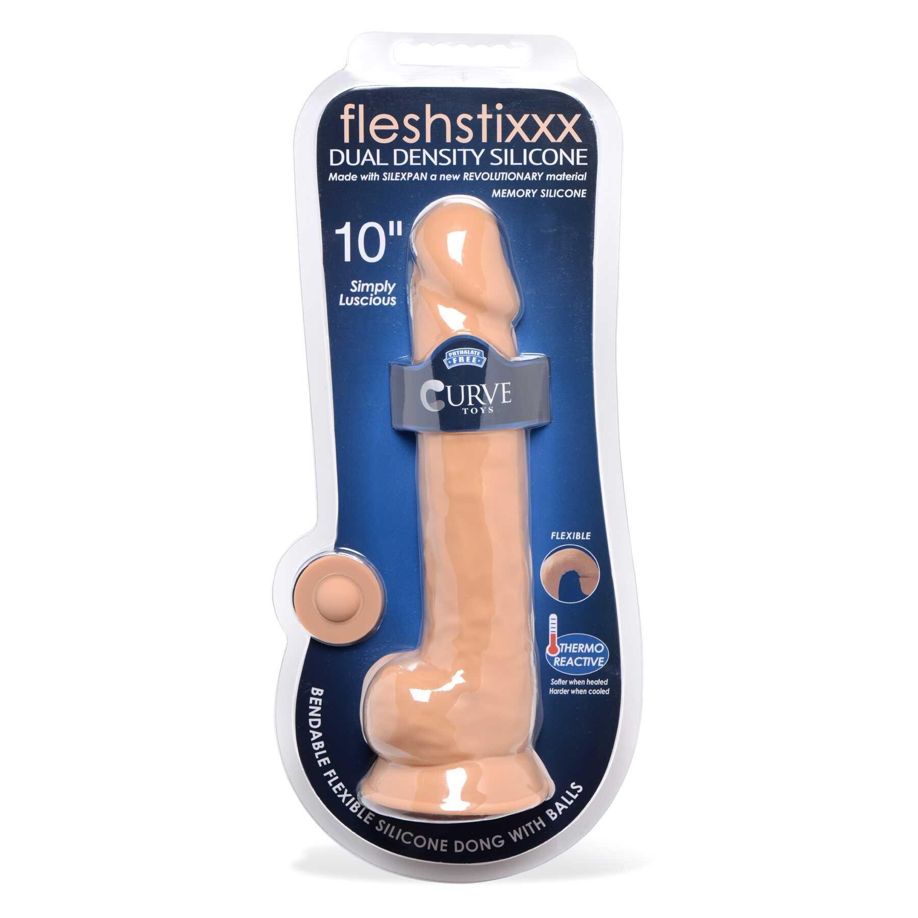 FLESHSTIXXX 10 SILICONE DILDOS w/BALLS package