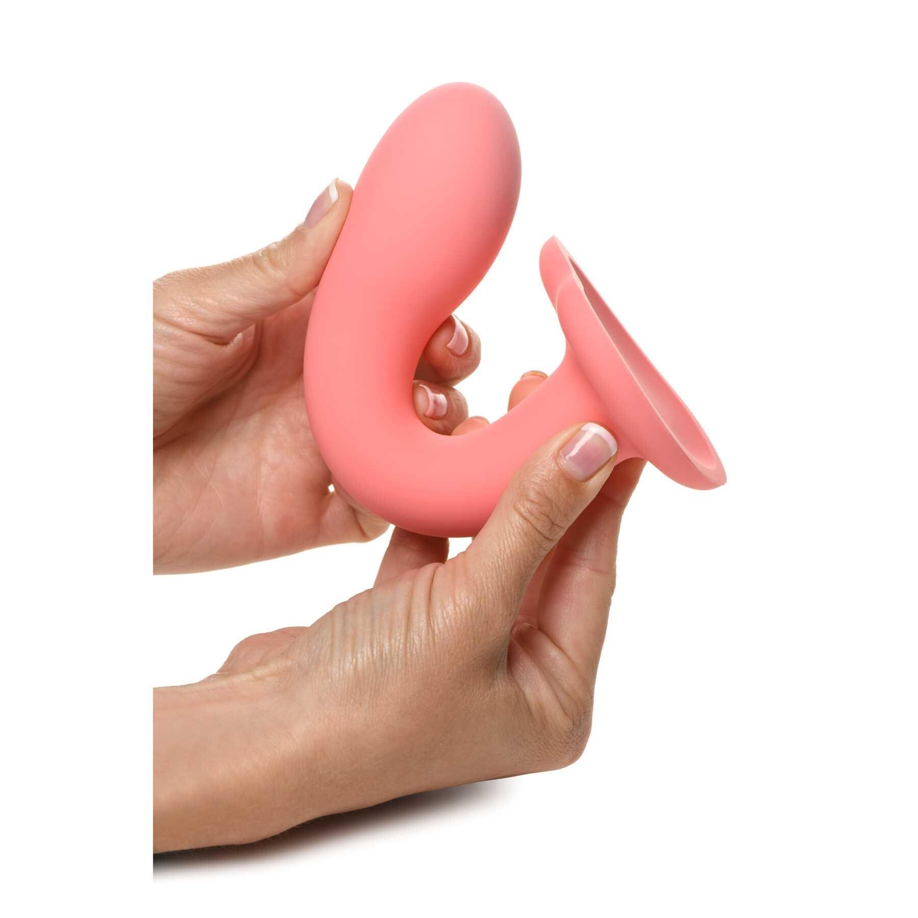 Simply Sweet G-Spot Silicone Dildo hand flexing dildo shaft