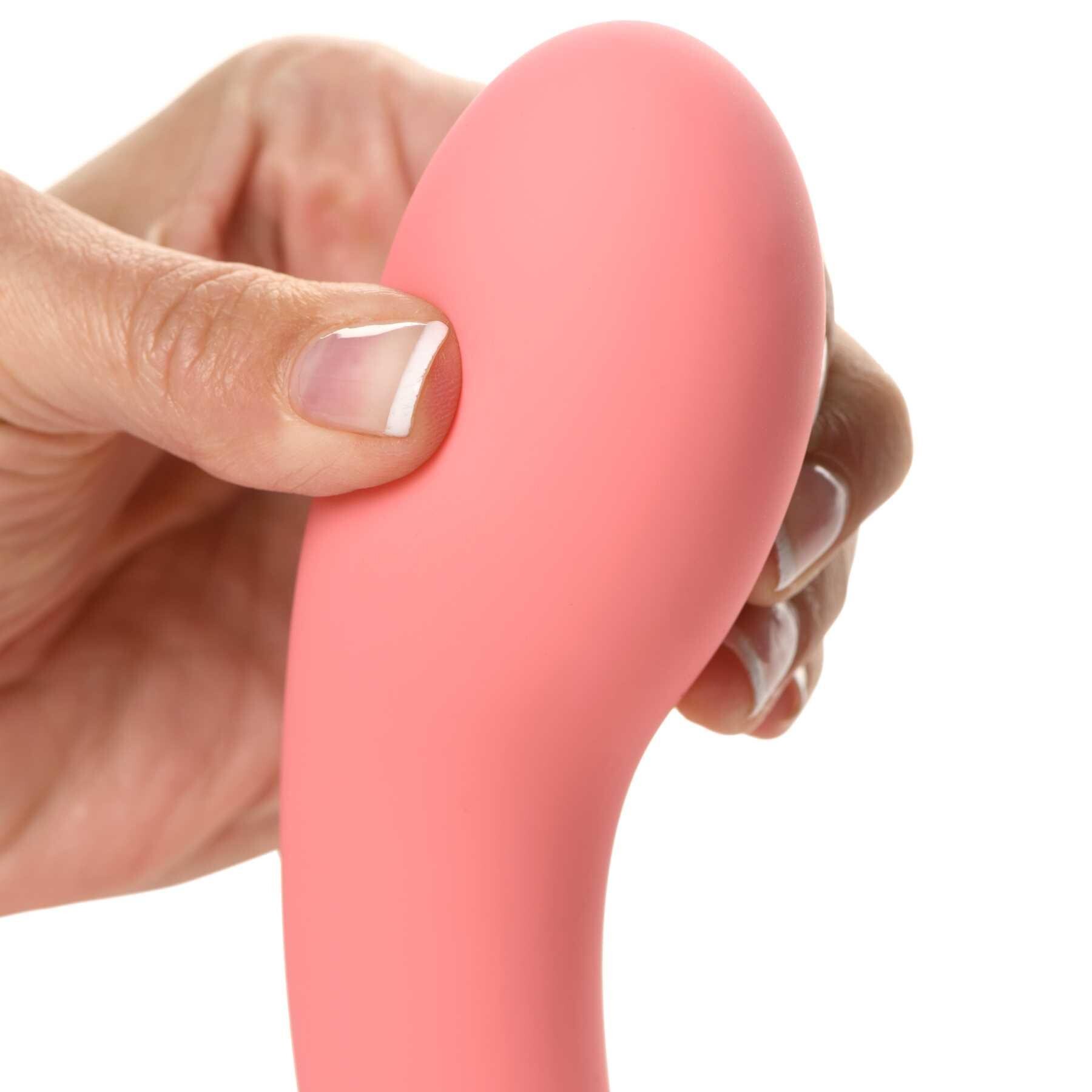 Simply Sweet G-Spot Silicone Dildo hand squeezing tip