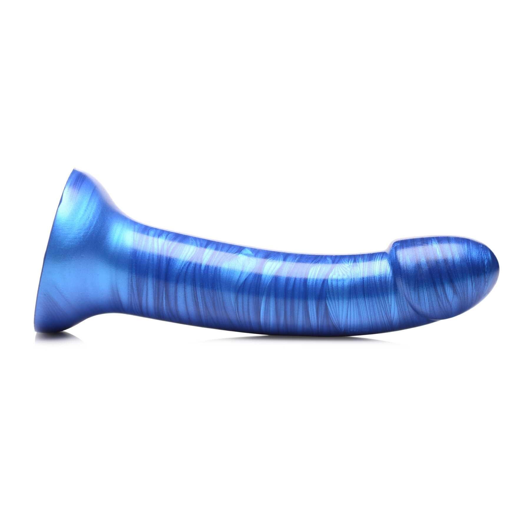 7 Inch Metallic Silicone Dildo blue side view