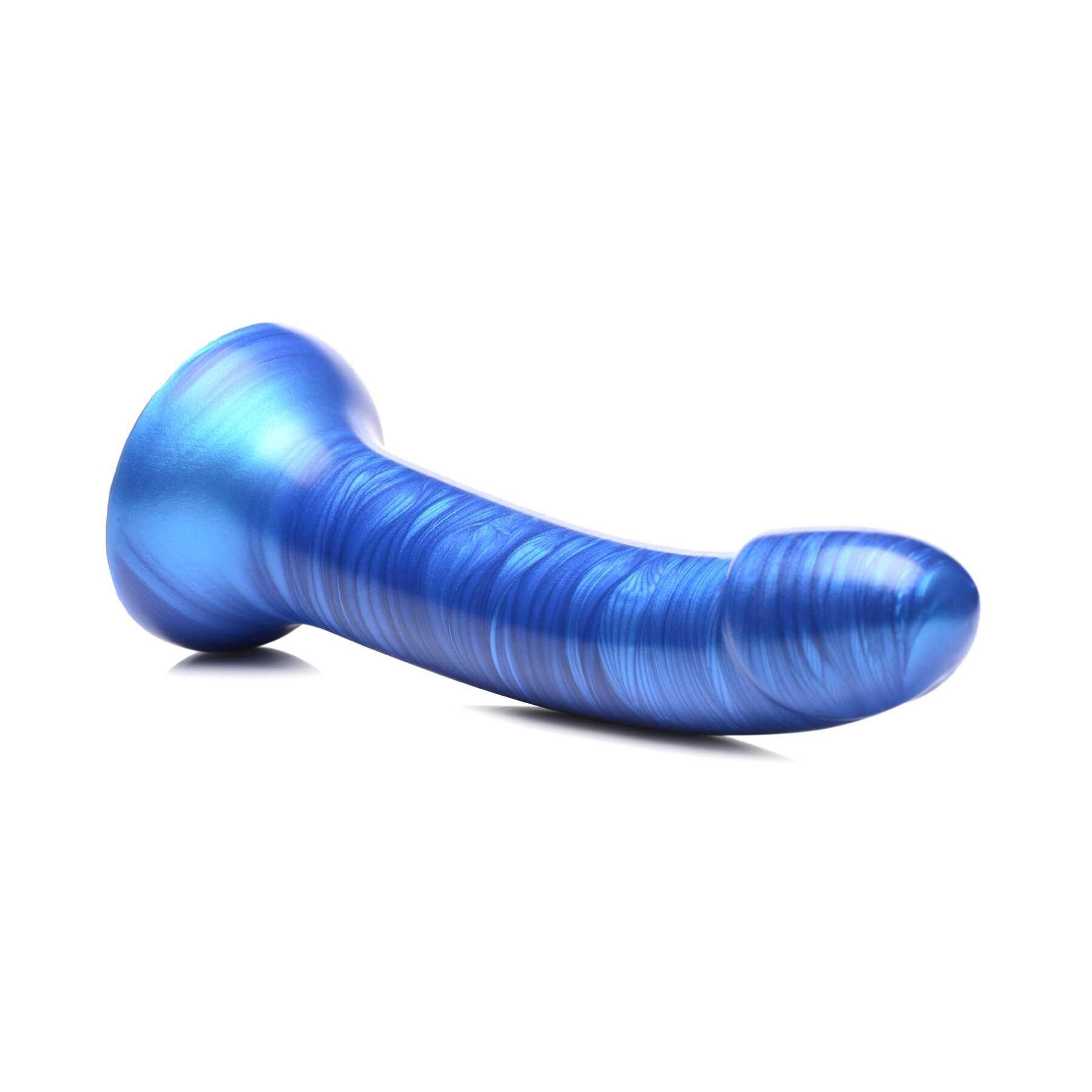 7 Inch Metallic Silicone Dildo blue angled view