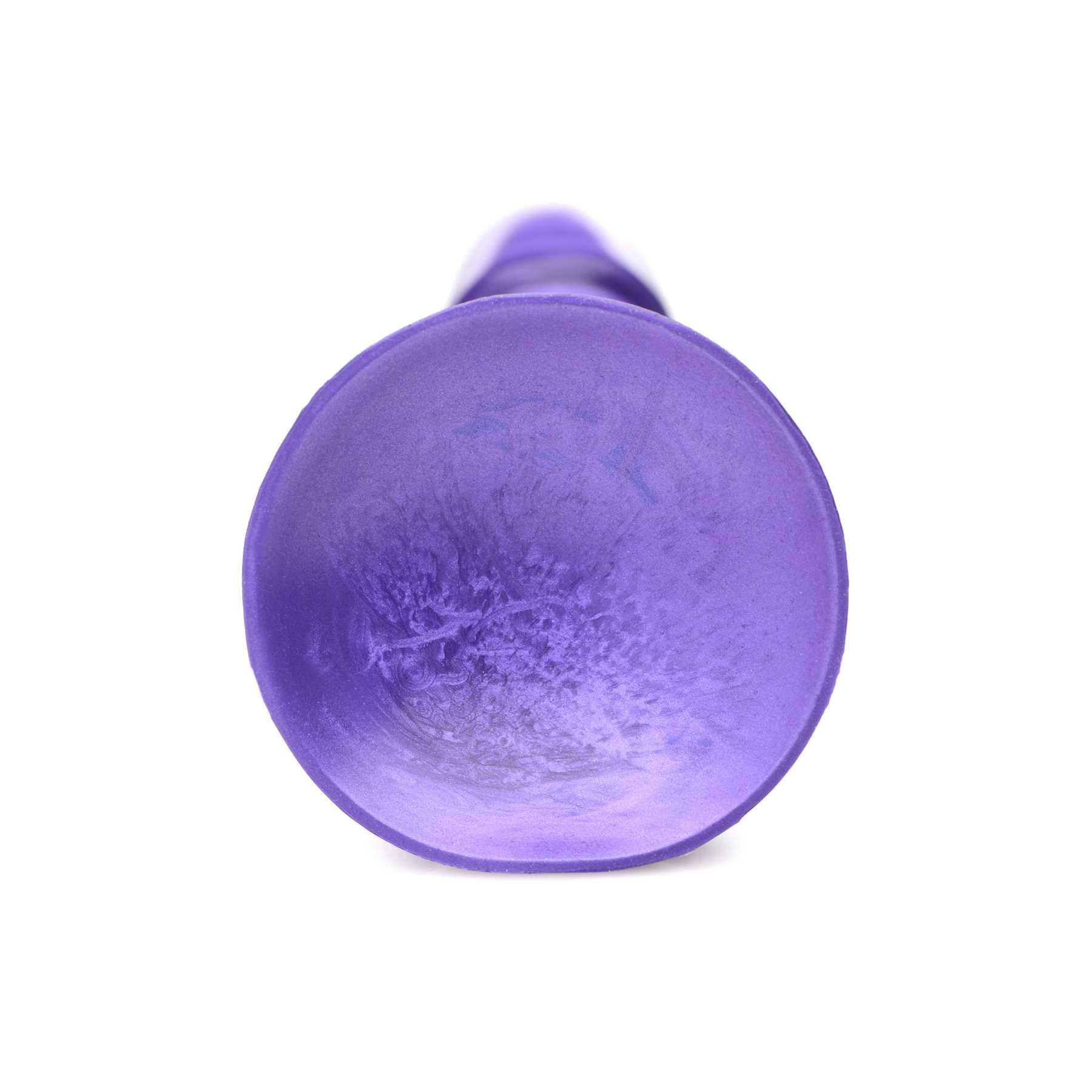 7 Inch Metallic Silicone Dildo purple close up of base end