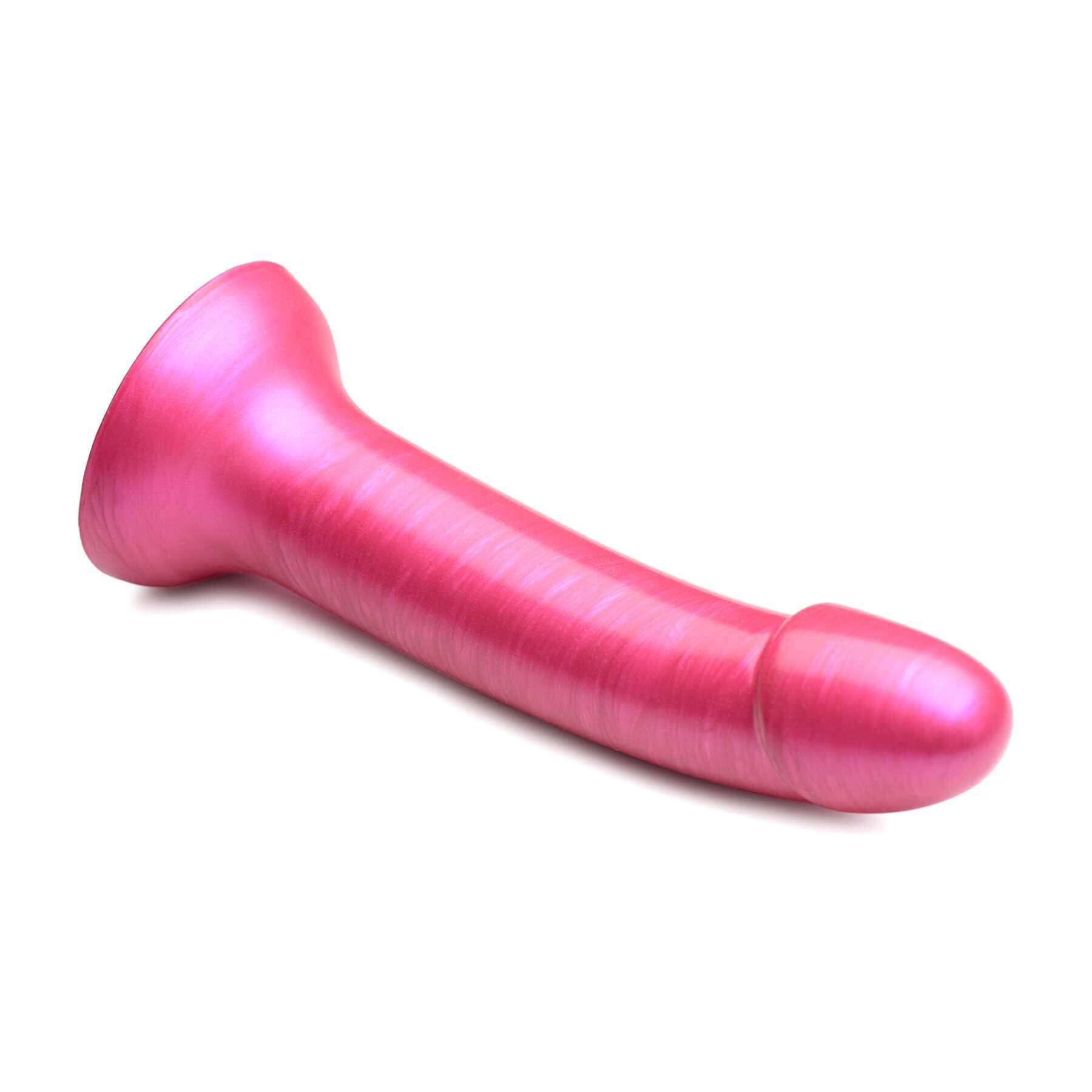7 Inch Metallic Silicone Dildo pink side view