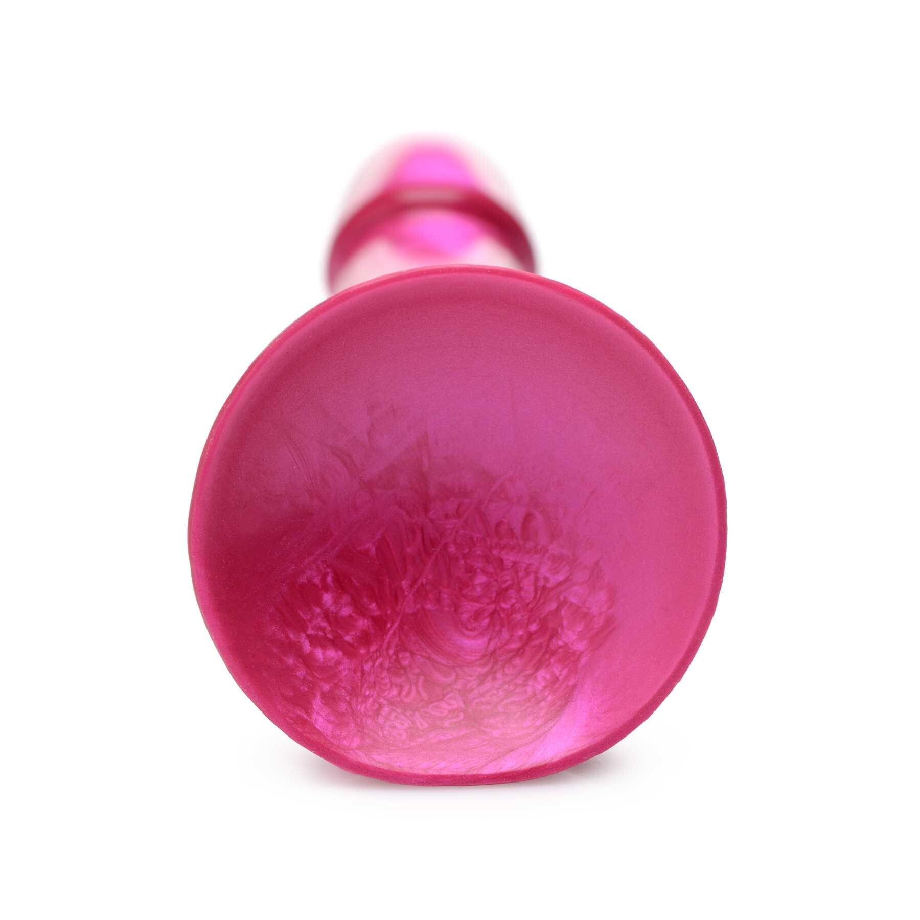 7 Inch Metallic Silicone Dildo pink suction cup end