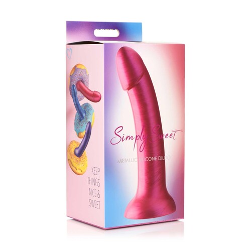 7 Inch Metallic Silicone Dildo pink box